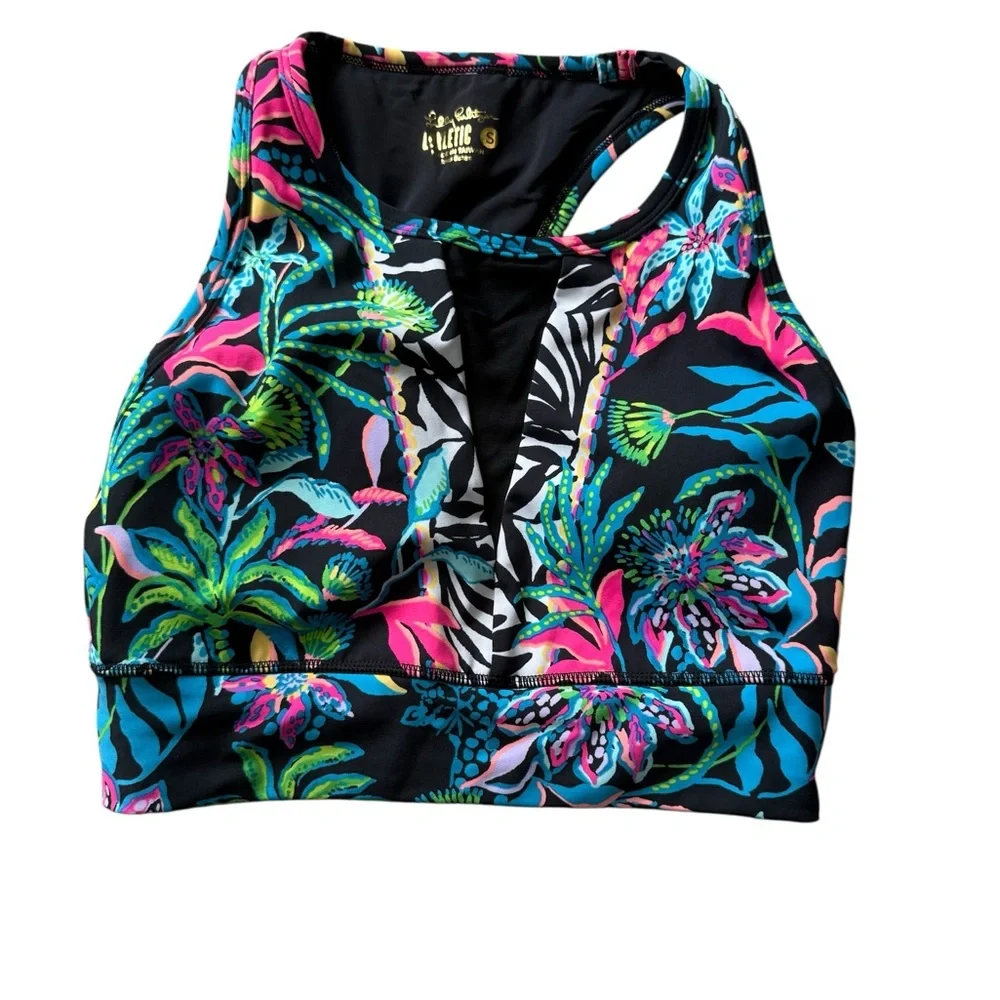 Lilly Pulitzer Vibrant Floral High Neck Somerset Sports Bra